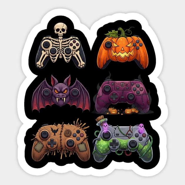 Halloween Monster Gaming Controller Grid Design Sticker by Designed By Marty
